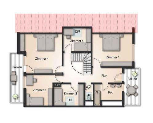 Grundriss OG möbliert