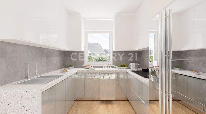 Wohn-, Ess- und Küchenbereich (visualisiert)