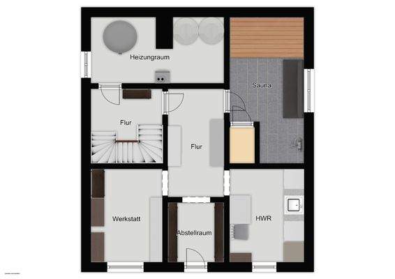Einrichtungsbeispiel Kellergeschoss