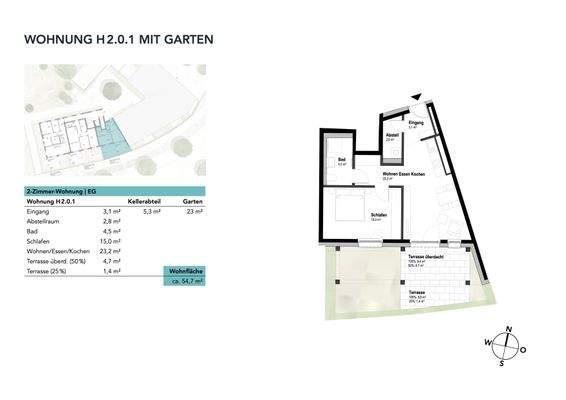 Wohnung H2.0.1 mit Garten