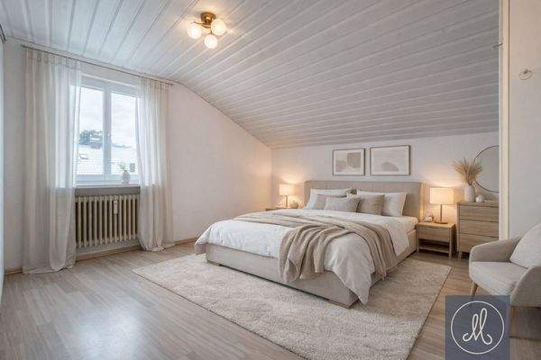 Schlafzimmer mit virtueller Möblierung