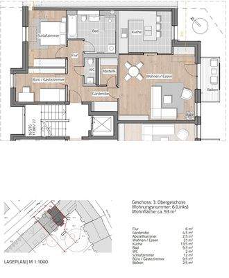 Grundriss 3-Raum WE06