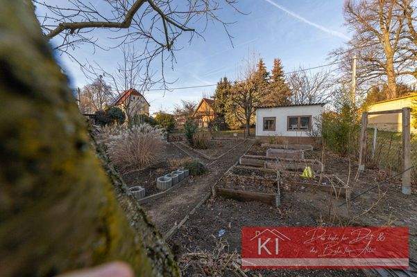 Garten mit kleinem Schuppen