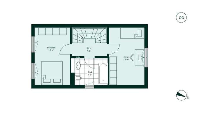 Große und komfortable Schlafzimmer im Obergeschoss
