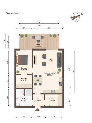 Grundriss Wohnung 5 - OG