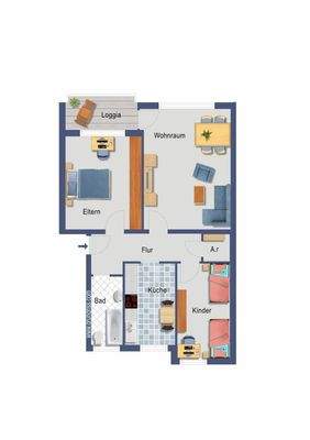 WE 62 - Grundriss bunt