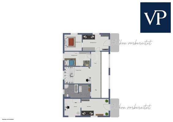 Grundriss OG mit Balkonen vorbereitet