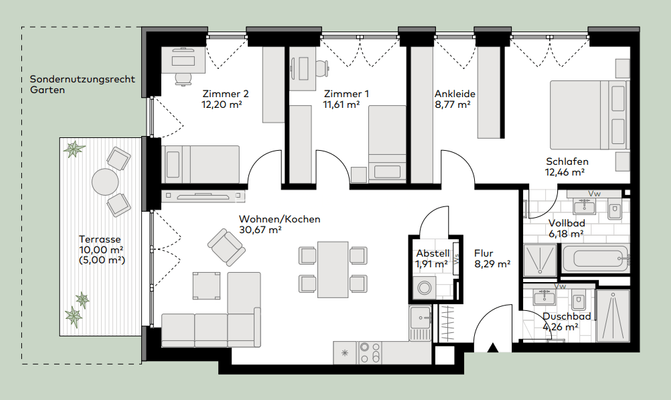 Grundrissskizze WE E.01