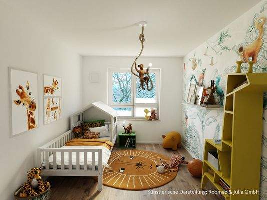 Kinderzimmer mit digitaler Visualisierung