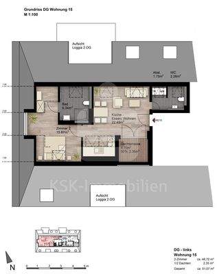 Grundriss Dachgeschoss - WE 15