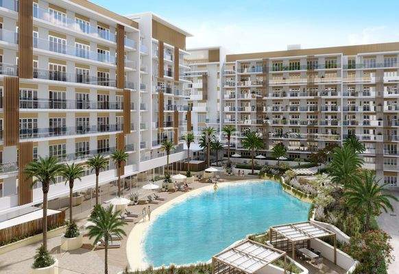 Flats in a Project with Lagoon Pool in Dubai Studio City