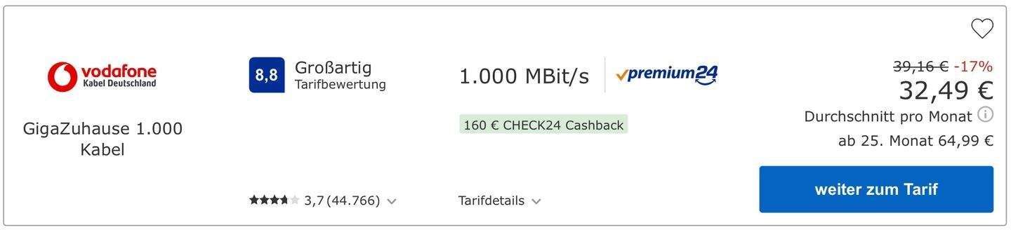 Schnelles Internet (1 Gbit/s)