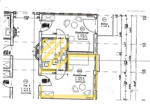 Grundriss Zimmer 223 (Apt.44)