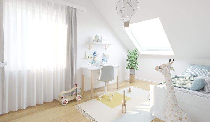 Visualisierung des Kinderzimmers im Doppelhaus