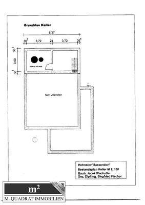 Grundriss Teilkeller bemaßt