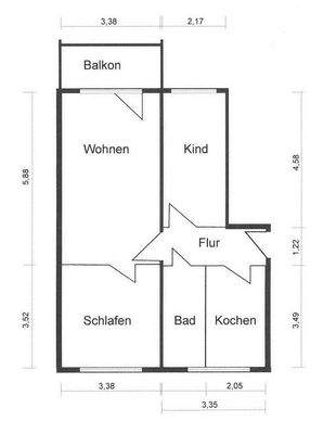 Grundriss 3-Raum-Wohnung