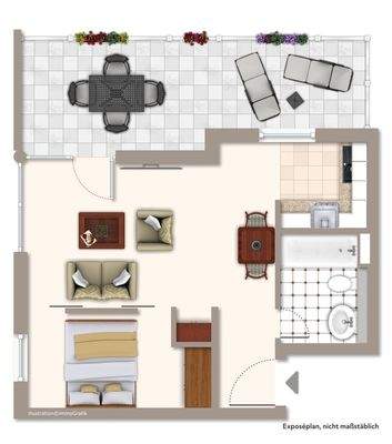 Grundriss WE2 farbig