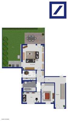 Grundriss Erdgeschoss mit Garten