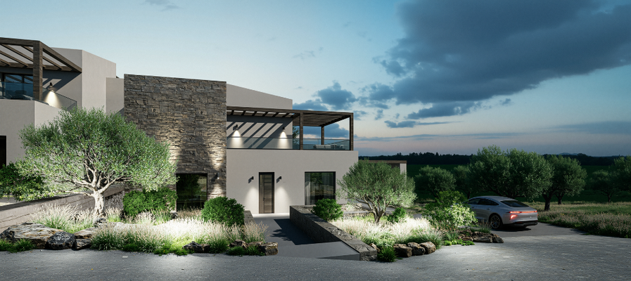 Kreta, Exantis: Neubau! Zwei luxuriöse Steinvillen mit privaten Pools zum Verkauf