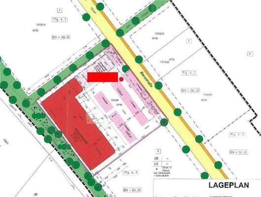 Lageplan aus Baugesuch