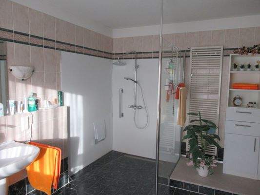 Badezimmer mit geräumiger Dusche 