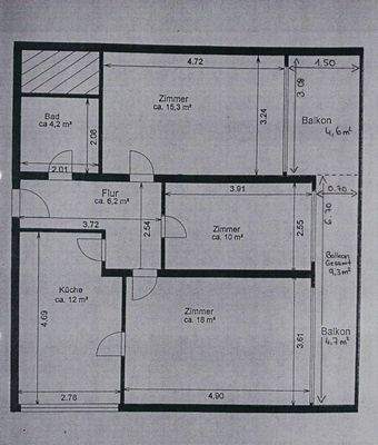 Grundriss 3 Zimmer Wohnung 