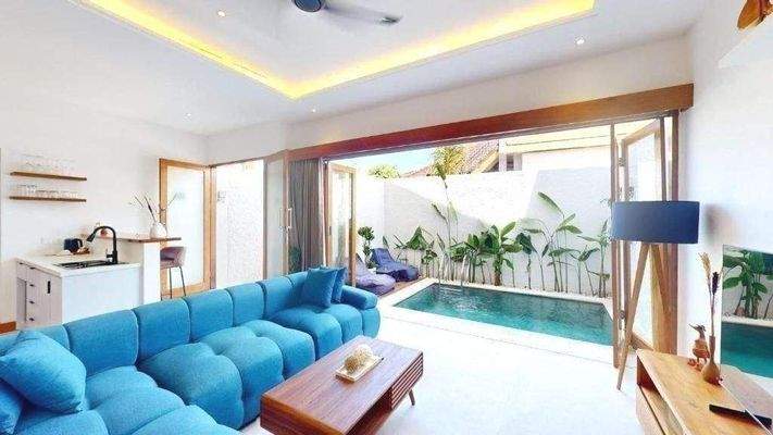 Wohnbereich Blick zum Pool