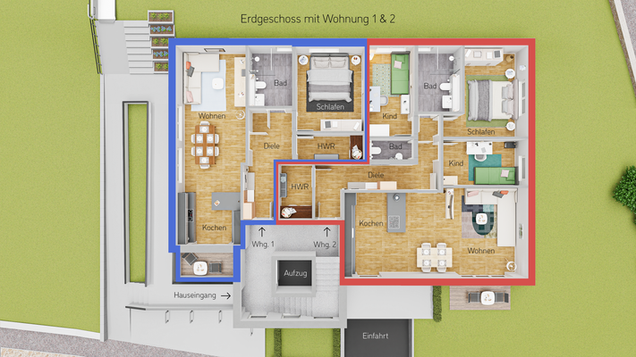 Erdgeschoss Whg. 1 u. Whg. 2 