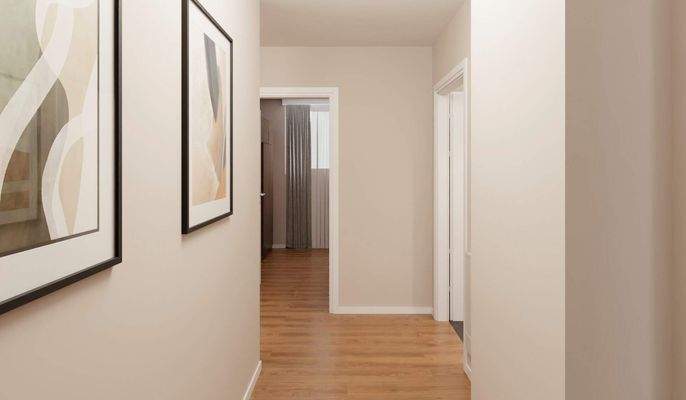 Ein einladender Flur verbindet die Zimmer