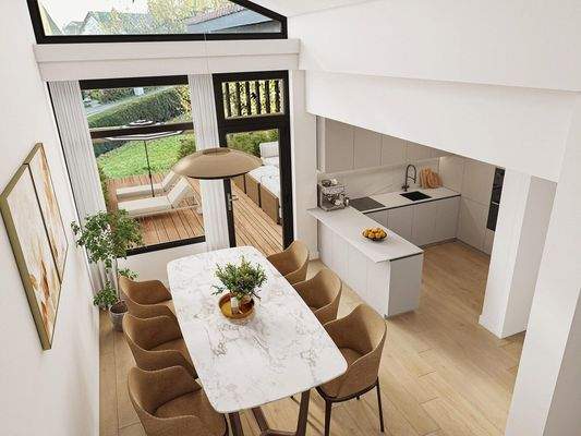 Essbereich mit offener Küche