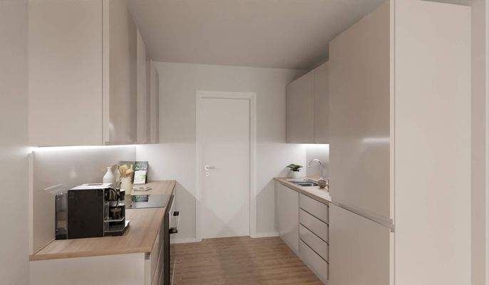 Die offene Wohnküche lädt zum gemeinsamen Kochen e