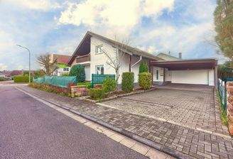 Straßenansicht mit Garage und Carport