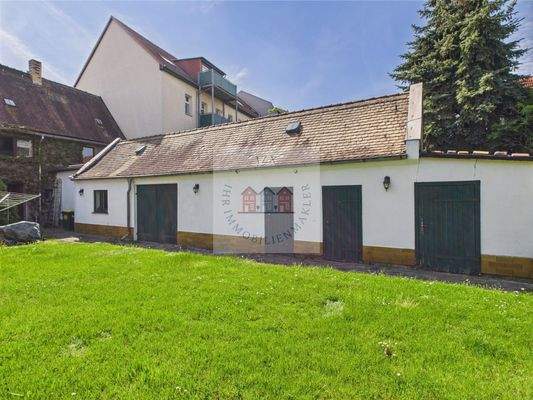 Blick auf den Schuppen