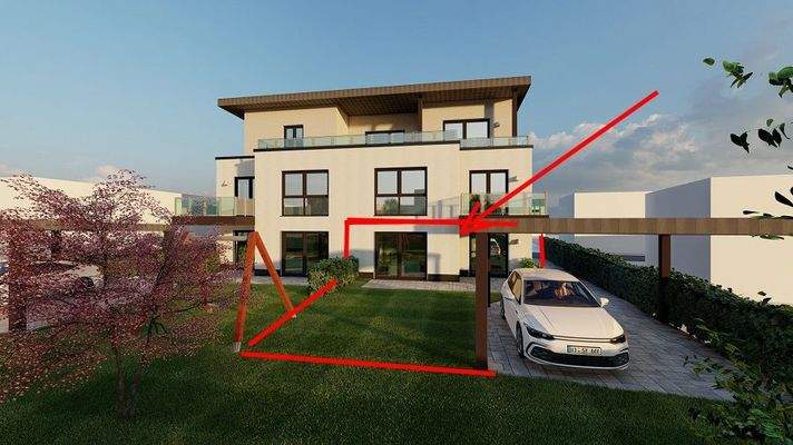 Rückansicht mit Garten