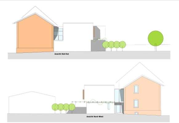 Seitenansicht geplanter Anbau