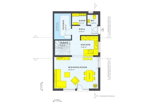 Gestaltungsbeispiel Grundriss EG