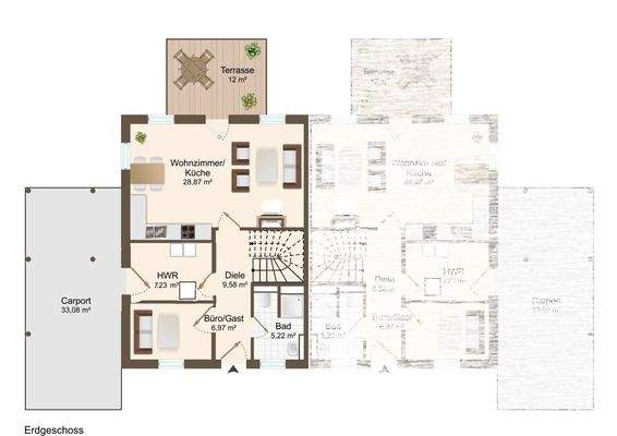 Grundriss Erdgeschoss - DHH 1