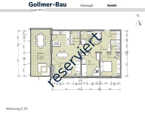 Grundriss Wohnung 2.15/reserviert