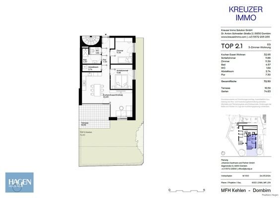 Grundriss EG Top 02 - 3-Zimmer