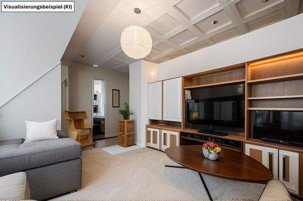 Wohnzimmer Dachgeschoss Visualisierungsbeispiel (KI)