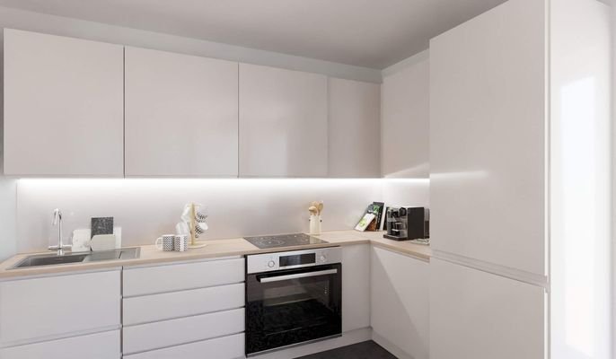 Die offene Wohnküche lädt zum gemeinsamen Kochen e