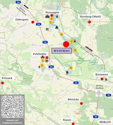 Neuruppin, Fehrbellin, Oranienburg, Berlin - Schnell zu erreichen mit Auto und Regionalbahn