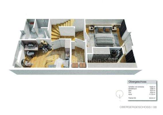Grundriss Obergeschoss visualisiert