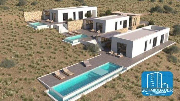 Kreta, Pitsidia: Grundstück mit Baugenehmigung für drei Luxusvillen zu verkaufen