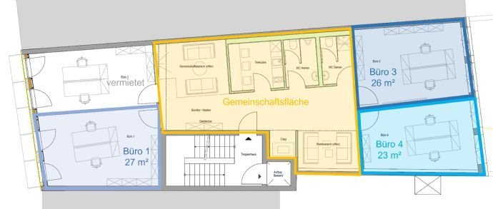 Grundriss - Aufteilung Bürogemeinschaft