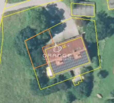 Luftansicht mit Parzellenkarte