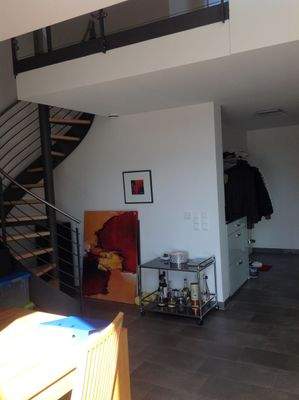 WohnZimmer Wendeltreppe zur oberen Maisonetten- Eb