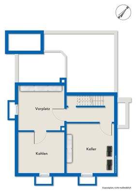 Grundriss Kellergeschoss mit Mustermöblierung