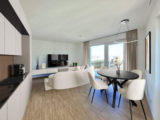 KÖNIGSKINDER_Visualisierung Essen-Küche-Wohnen