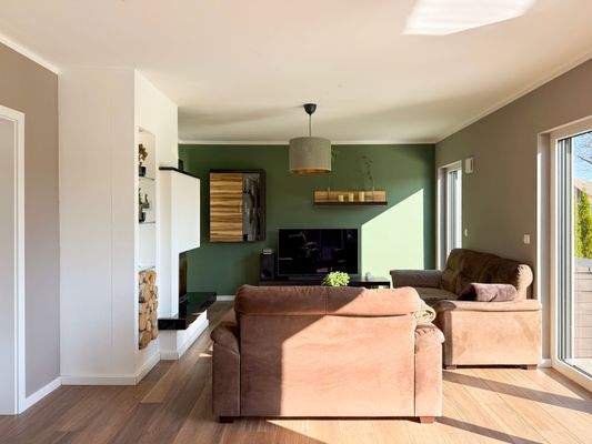 Couchlandschaft und Kamin